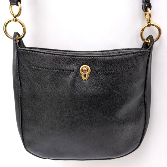 Cole Haan Zoe Crossbody Purse Black Leather Goldtone Hardware Adjustable Strap - Picture 3 of 16